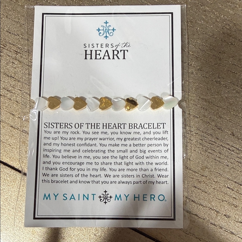 Gold & White Heart Bracelet